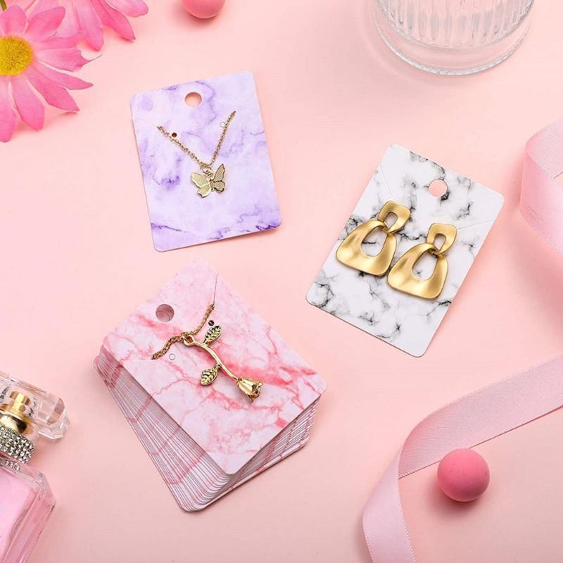 Marble Earring Display Card Set Include Jewelry Display Cards Self-Seal Bags