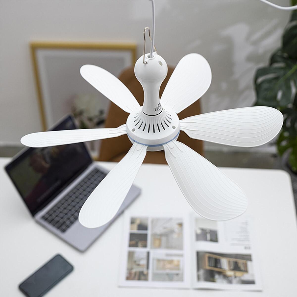 2Pcs Portable Mini USB Ceiling Fan Hanging Fan USB Power Air Cooler Quiet Office