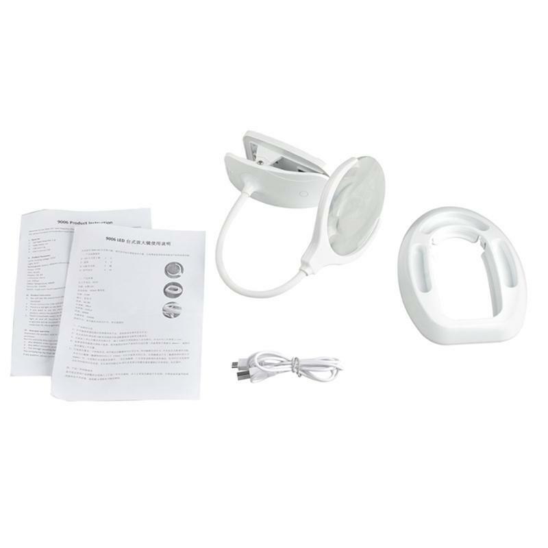Practical 2 in1 Reading Magnifier Hands-Free 3X 8X Rechargeable LED Light Sewing