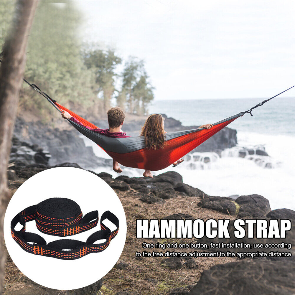 2pcs Hammock Strap Outdoor Camping Tree Hanging Load Bearing Rope (Orange)