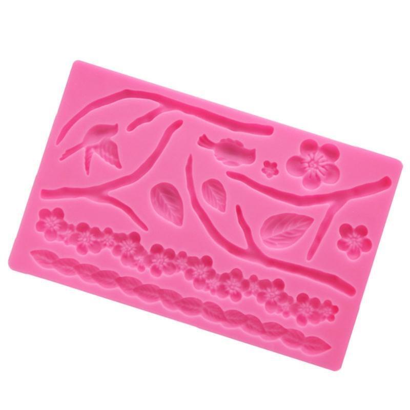 Creative Branch Leaf Bird Flower Fondant Silicone Mold Pastry Chocolate Mold