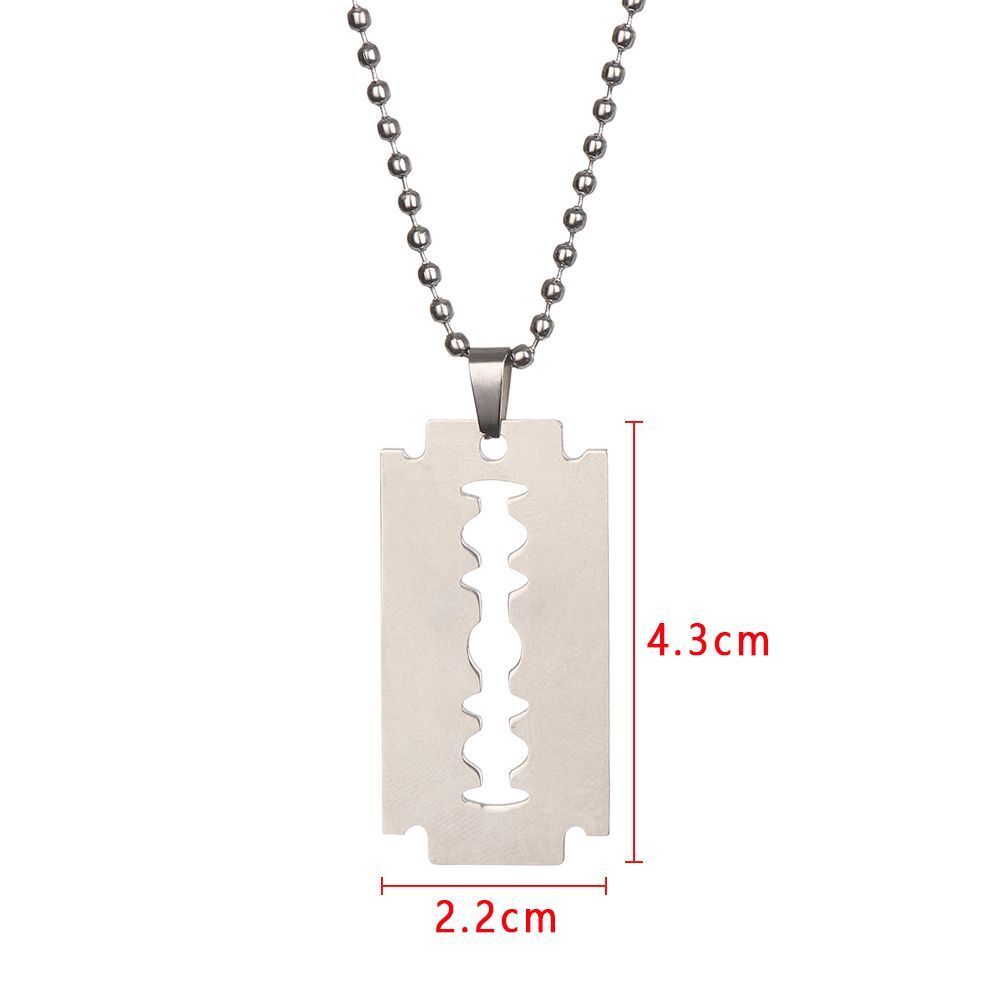 Street Punk Hip Hop Stainless Steel Razor Blade Shaped Dogtag Necklace Pendant
