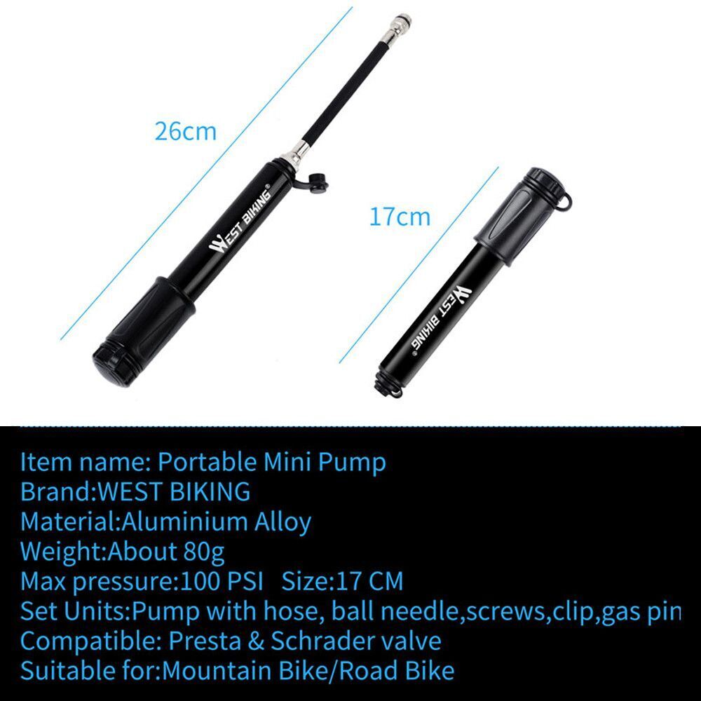 Cycling Hand Air Pump For Schrader Presta Valve Tire Inflator Mini Bike Pump