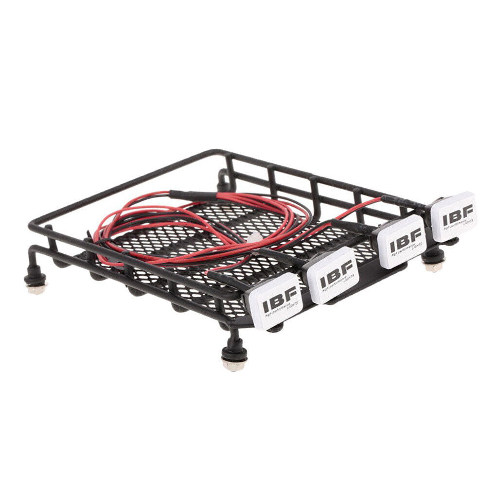 RC /10 Metal Roof Rack w/ Square LED Light for Axial SCX10 Rock Crawler Kits