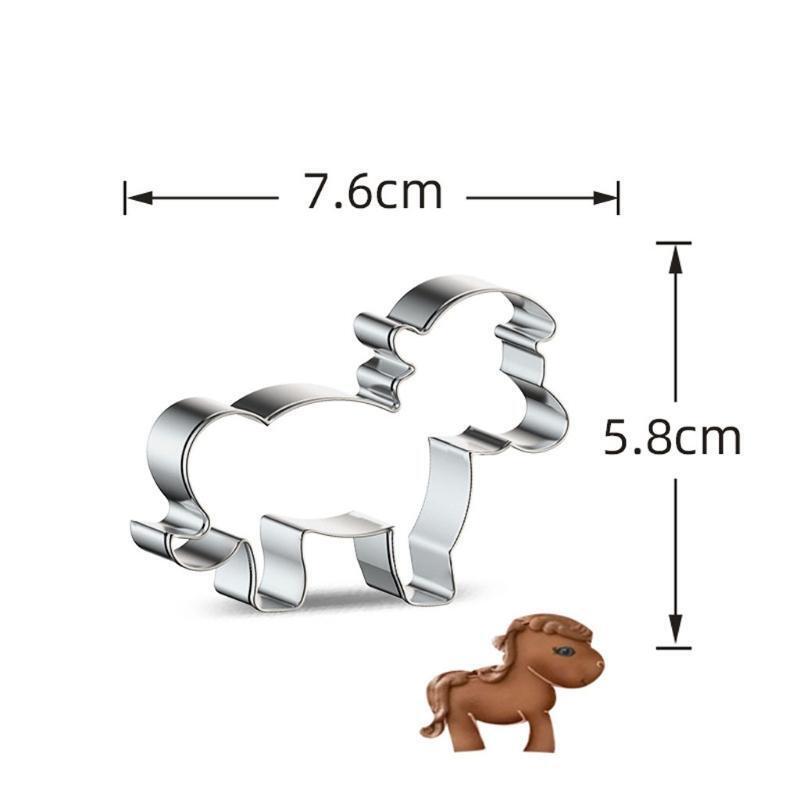 6 Pieces Stainless Steel Biscuits Cutters Cartoon White Horse Cowboy Cake Molds