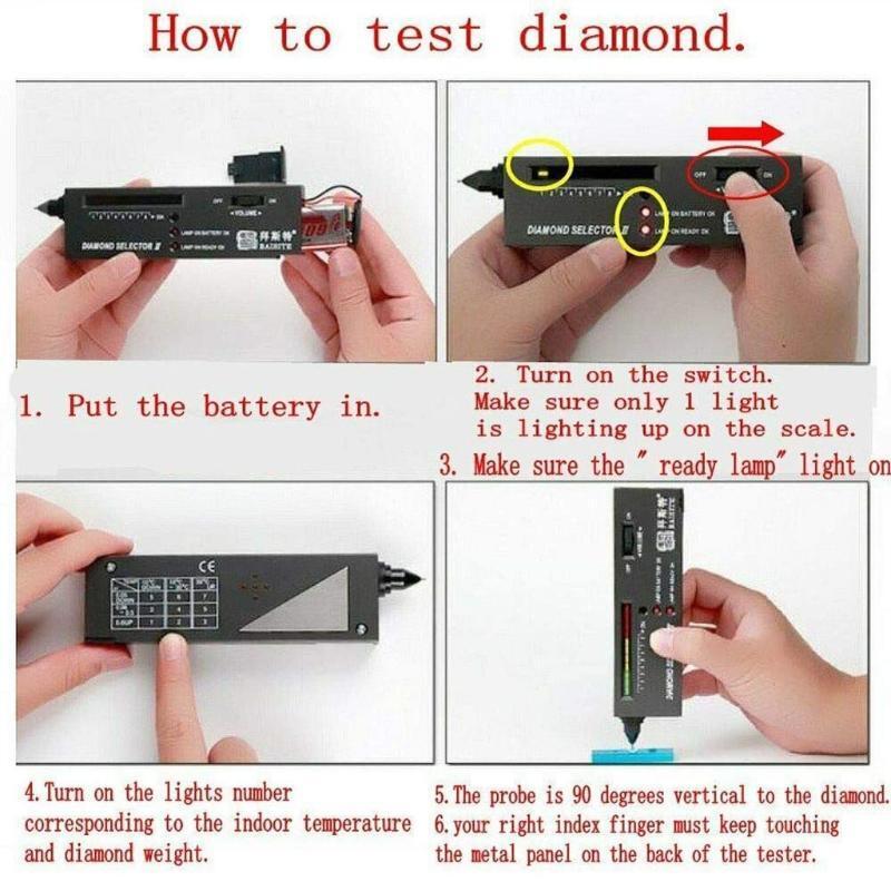 Portable Diamond Tester Pen with 60X LED Lighted Loupe Magnifying Glasses Combo
