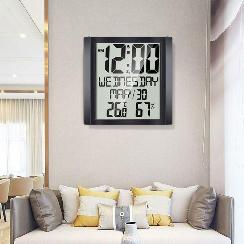 Digital Day Clock Extra Large Indoor Thermometer Hygrometer Calendar Desk & Hang