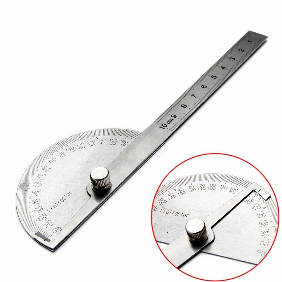 1pcs Stainles Steel 180° Protractor Angle Finder Arm Measuring 100mm Ruler Tool