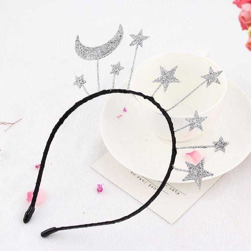 Princess Girl Halloween Party Crown Headband Glitter Powder Moon Star Charms