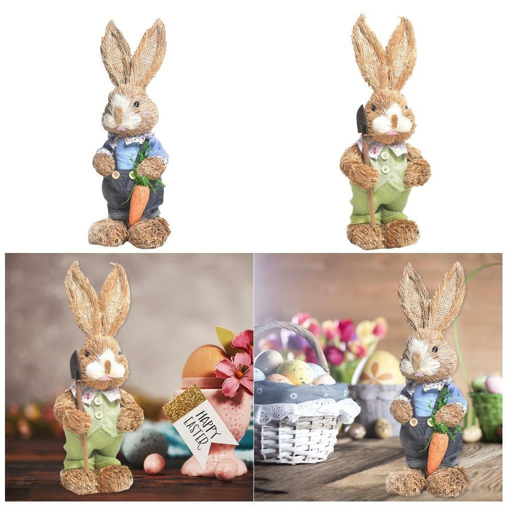 2x Lovely Spring Straw Easter  Statue  Desktop Wedding Decor