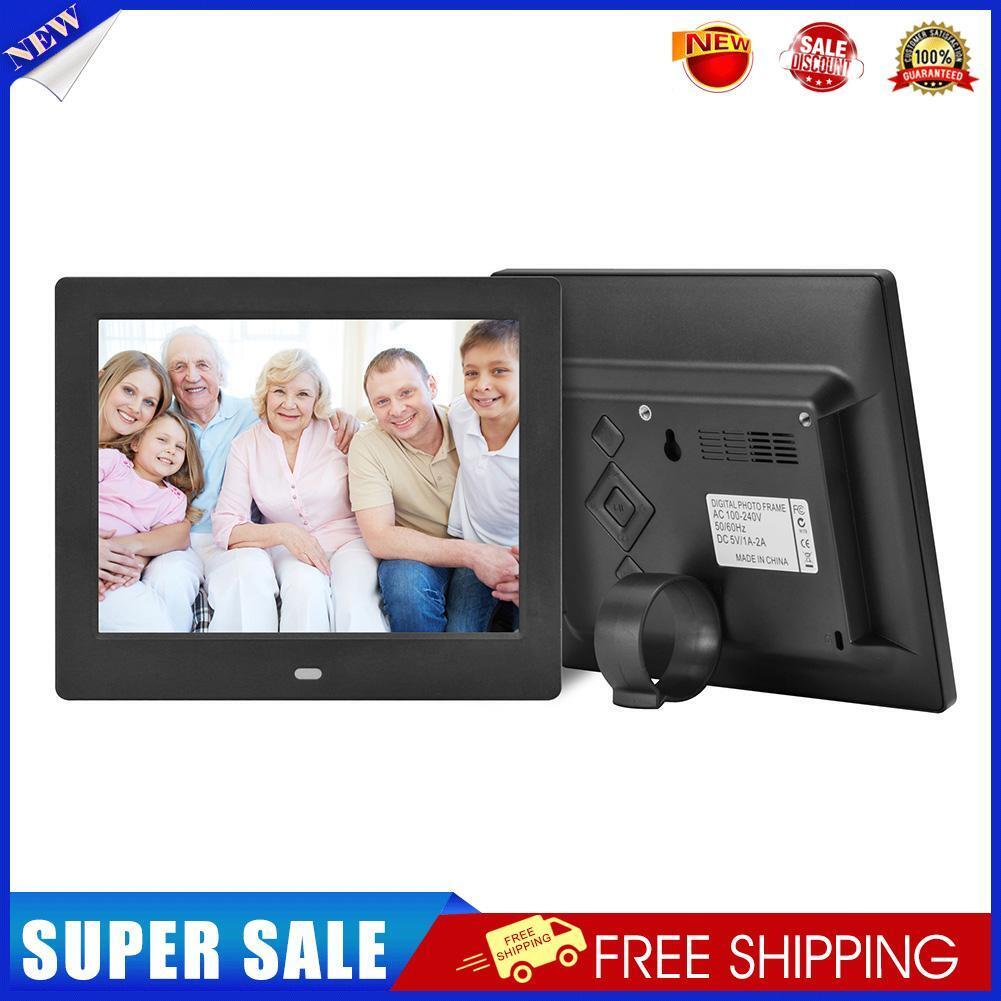 8 Inch Digital Photo Frame 1024x768 LED Movie Player Alarm Clock (Black EU)