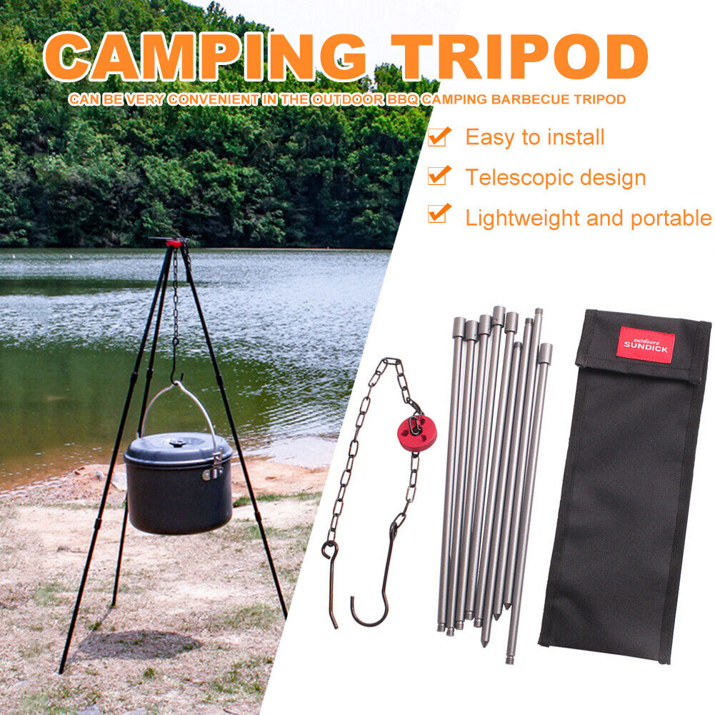 Picnic Cooking Pot Rack Hook Holder Outdoor Camping Stove Campfire Tripod