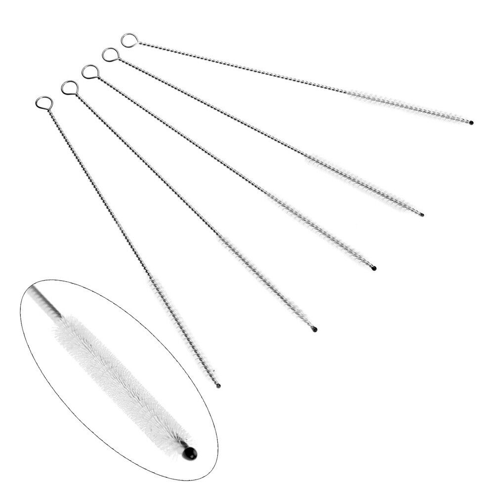 5Pcs Stainless Steel Wire Bold+Nylon Straw Cleaner Brush Pipe Flue Cleaning 18cm