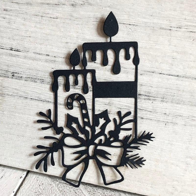 Christmas Candle Flower Metal Cutting Dies Stencil DIY Scrapbooking Album Paper