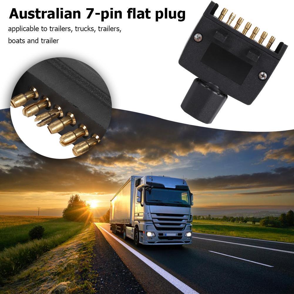 7 Pin AU Flat Male Trailer Socket Plug Connector Adapter for RV Trailer