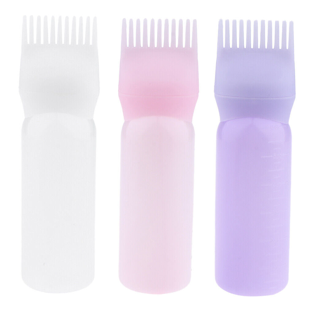 3pcs Empty 60ml Hair Dyeing Bottle Comb Highlight Coloring Applicator Brush