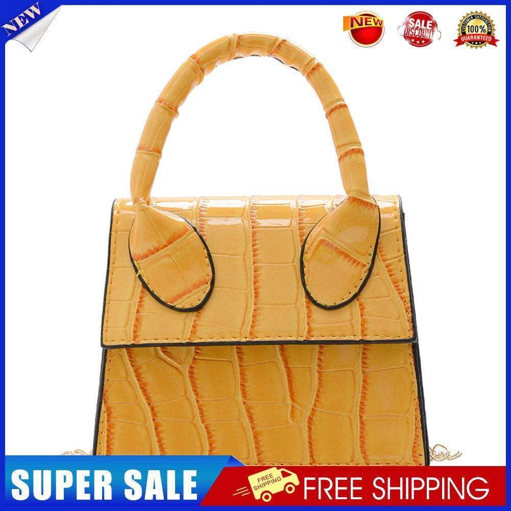 Women Mini Handbag Alligator PU Crossbody Tote Chain Shoulder Bags (Yellow)