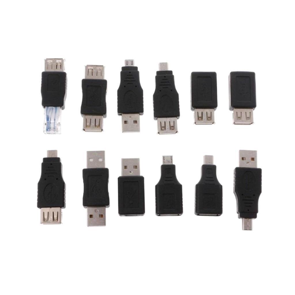 12pcs OTG USB Male to Female Micro USB Mini USB Changer Adapter Converter