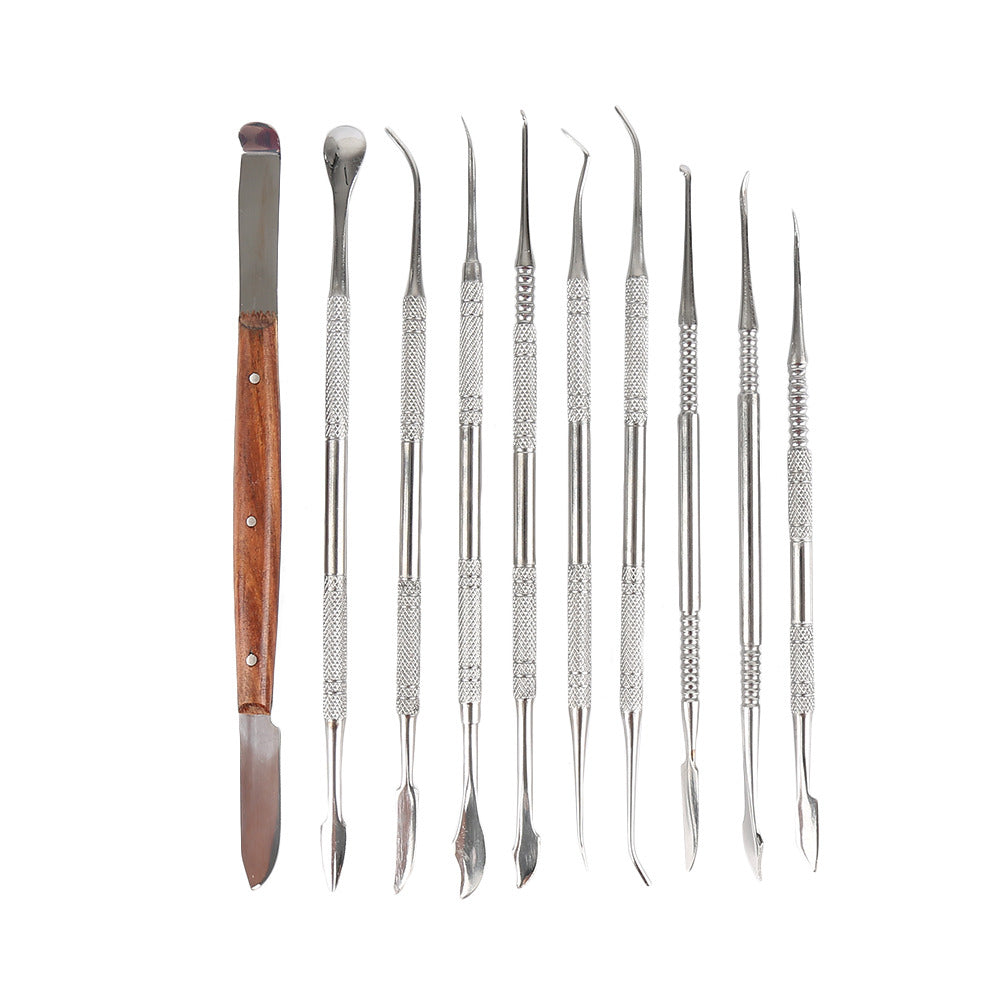 10 pieces dental stainles steel sculpture clay pottery carving wax tool set