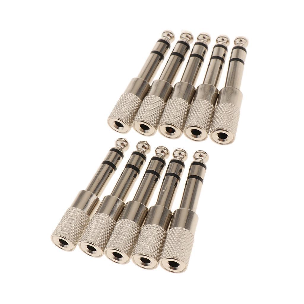 10 Pack (1/8 inch) 3.5mm Male Plug to (1/4 inch) 6.5mm Female Jack Stereo
