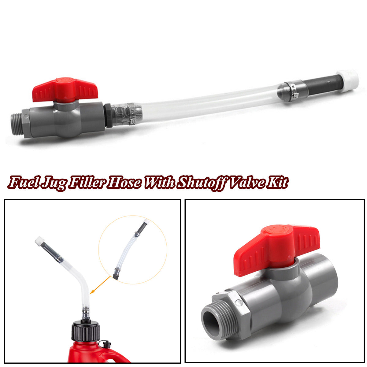 Deluxe VP Racing Fuel Filler Hose Fuel Jug Hose w/Shutoff Vlave Refueling Easier