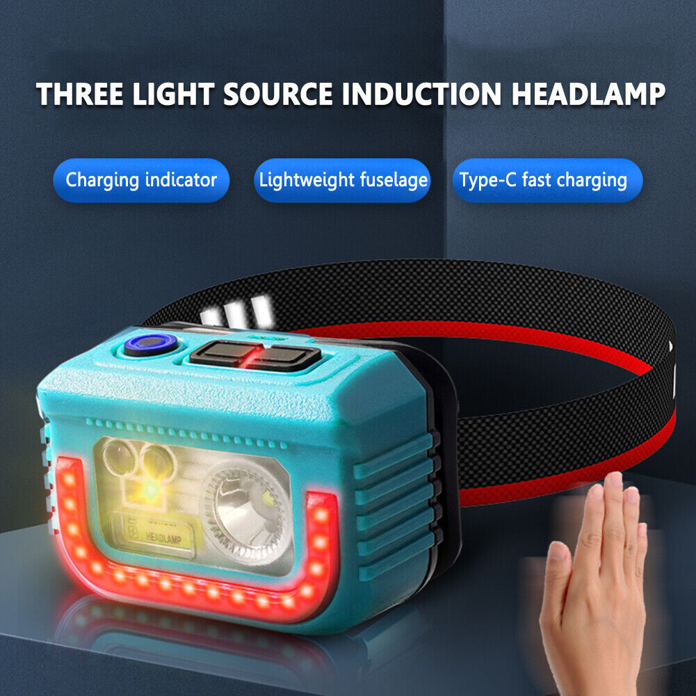 Multi-function Type-C Rechargeable Headlamp Gesture Sensor XPG Headlight