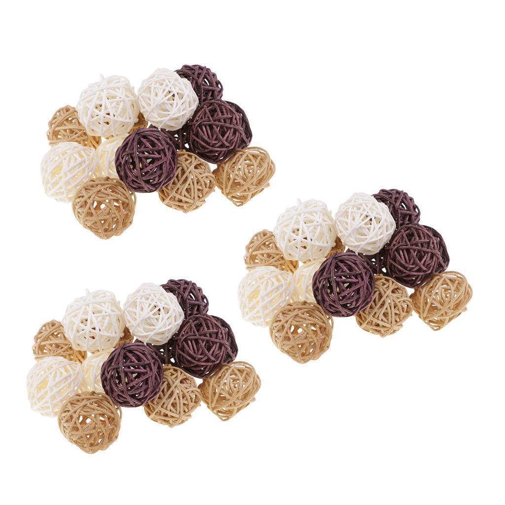 45Set 3cm Wicker Rattan Balls Home Christmas Wedding Party Decorative Crafts