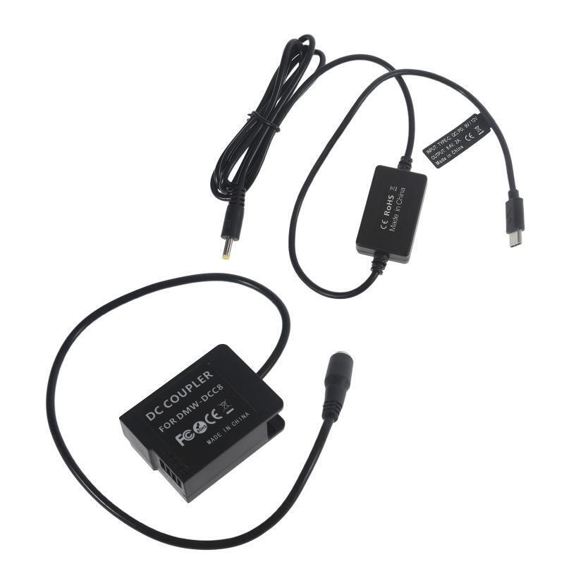 Camera Power Cable Type-C to DMW DCC8 Dummy Battery for G85 GH2 FZ300 FZ1000