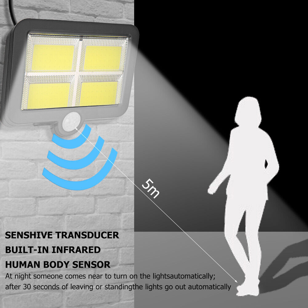 IP65 Solar Wall Light Remote Control Motion Sensor Outdoor Lamp (128LED)