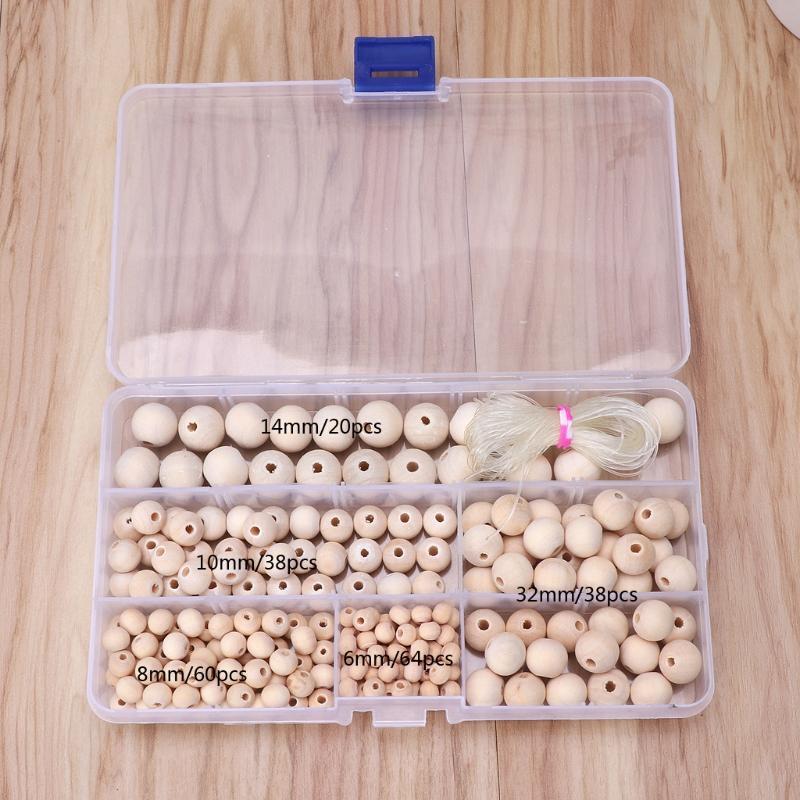 220 Raw Wood Beads for Craft Decoration Round Beads Garland Home Christmas Decor