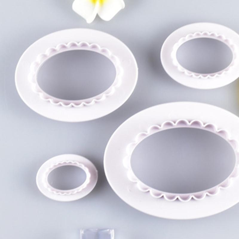 4pcs/set Oval Cookies Cutter Pastry Tool Plastic Fondant Cake Mold Decorating