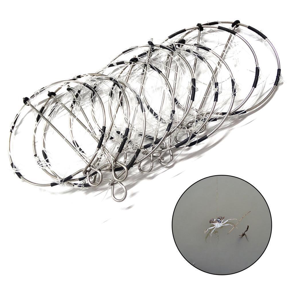 10pcs 6-Ring Portable Fishing Shrimp Crab Cast Trap Catch Crabs Tool Set