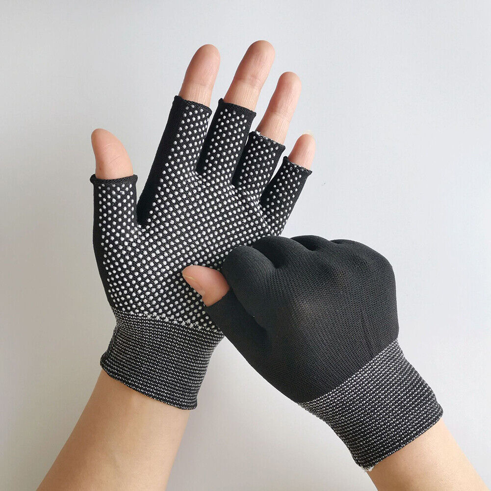 Fingerless Outdoor Bicycle Anti-skid Half Finger Fishing Gloves (Black)