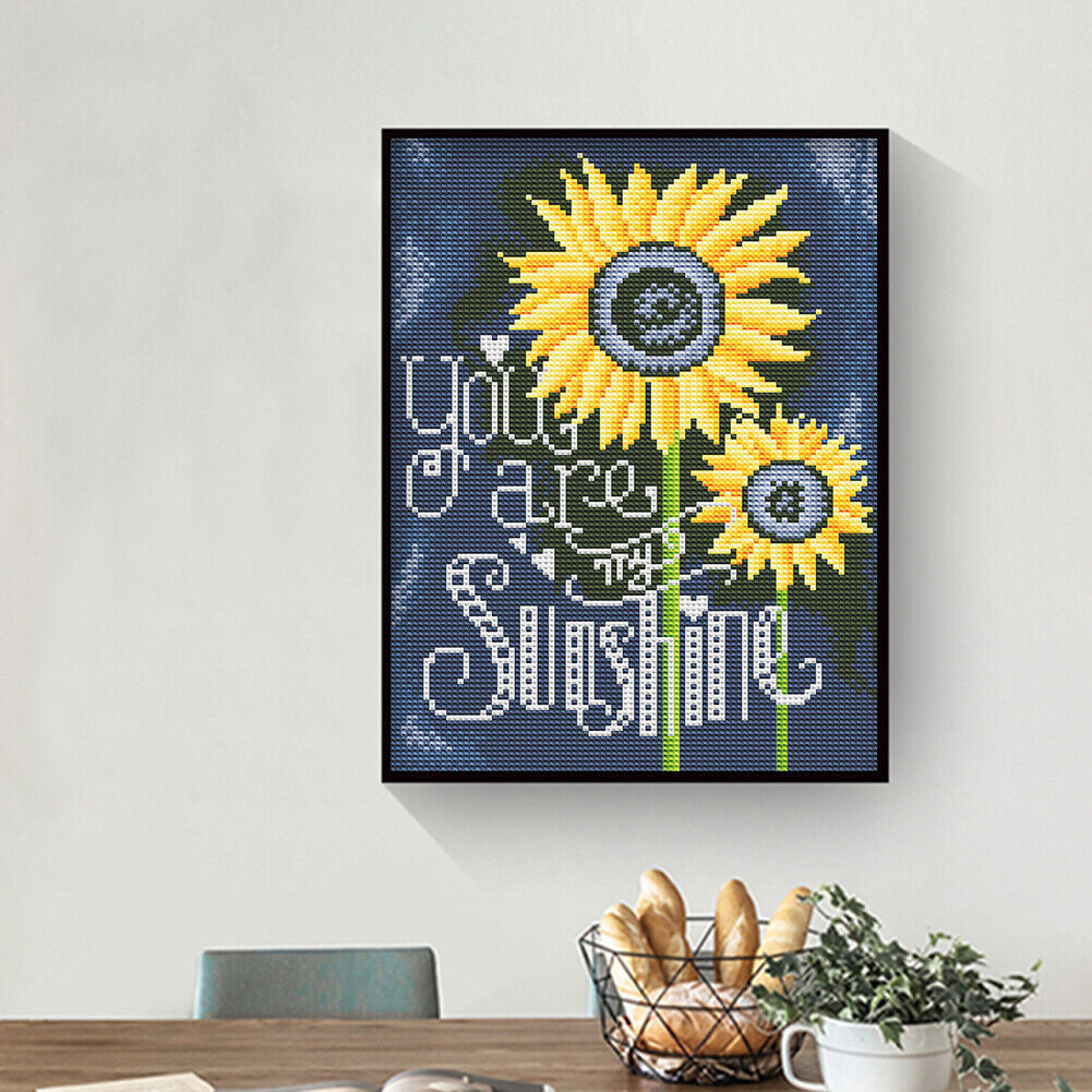 Luminous Diamond Painting Kit Two Sunflowers Full Round Rhinestone Picture