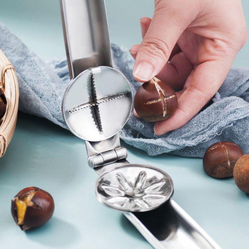 2-in-1 Quick Chestnut Clip Nut Cracker Sheller Walnut Pliers Metal Nut Opener