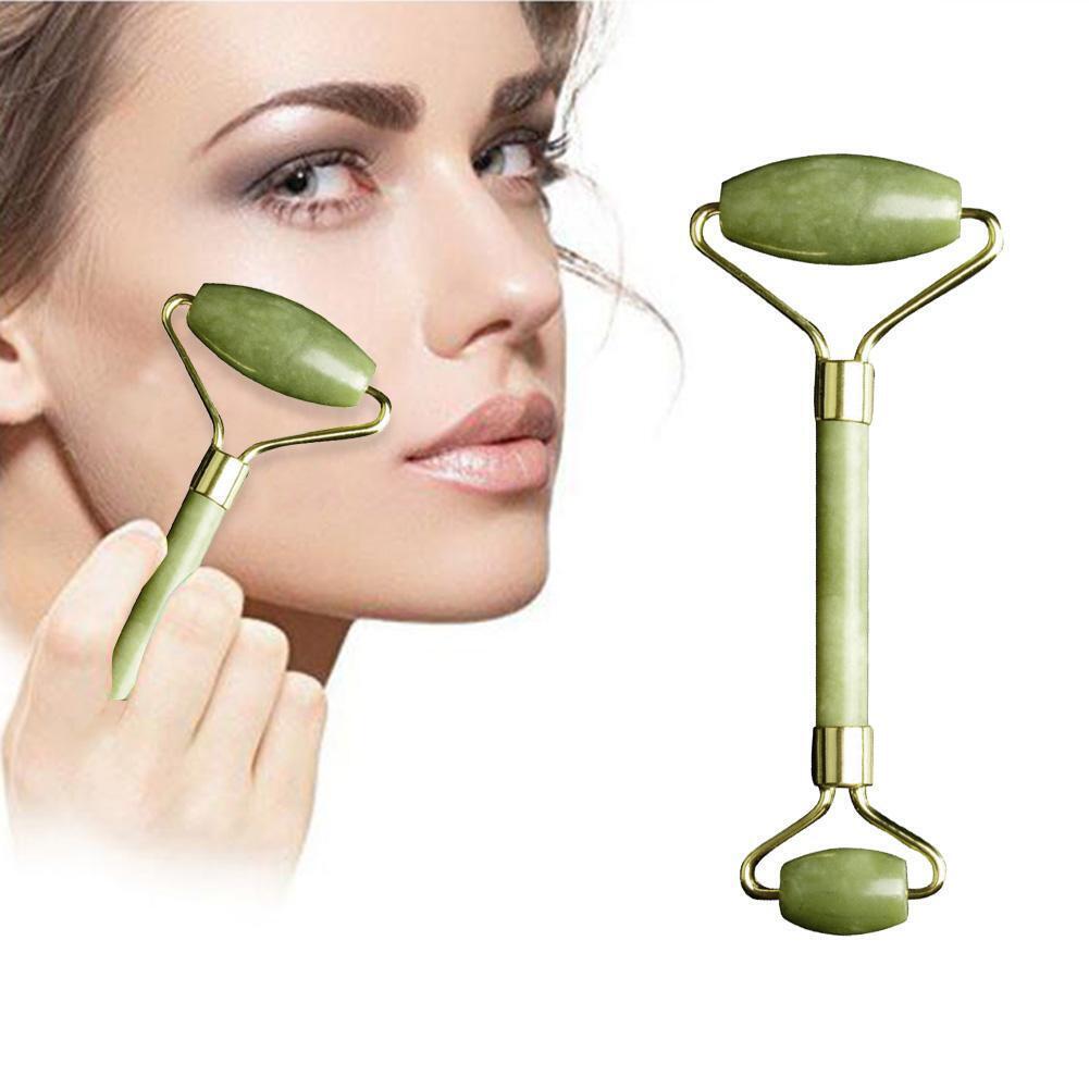 2pcs Natural Jade Face Roller Guasha Board SPA Therapy Skin Beauty Care