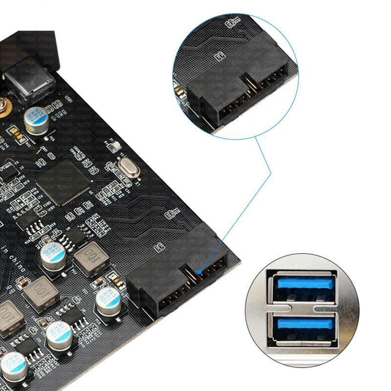 Pcie to Usb3.0 Type C Adapter Expansion Card 3xUSB + 2x Type C with 19Pin Power