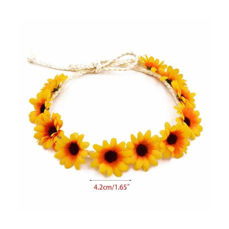 Simulated Flower Headband Boho Wedding Sunflower Hair Band Elastic Daisy Tiara