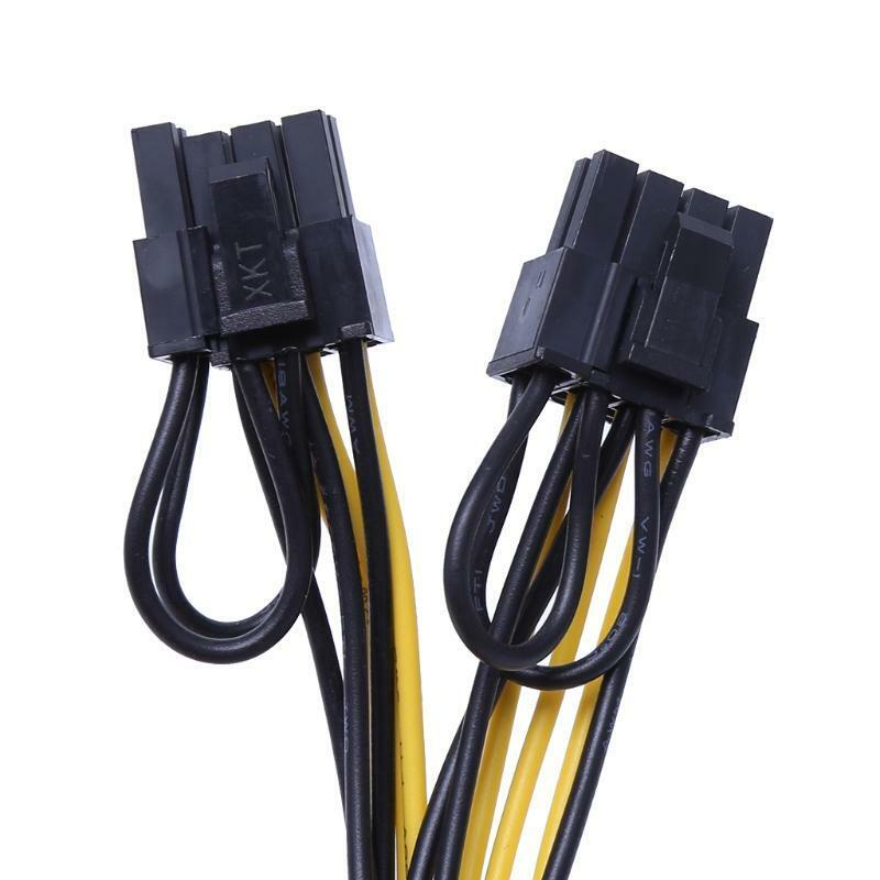 PCI-E 6-Pin Female To Dual 8-Pin (6+2 Pin) Male Video Card Power Adapter Cable