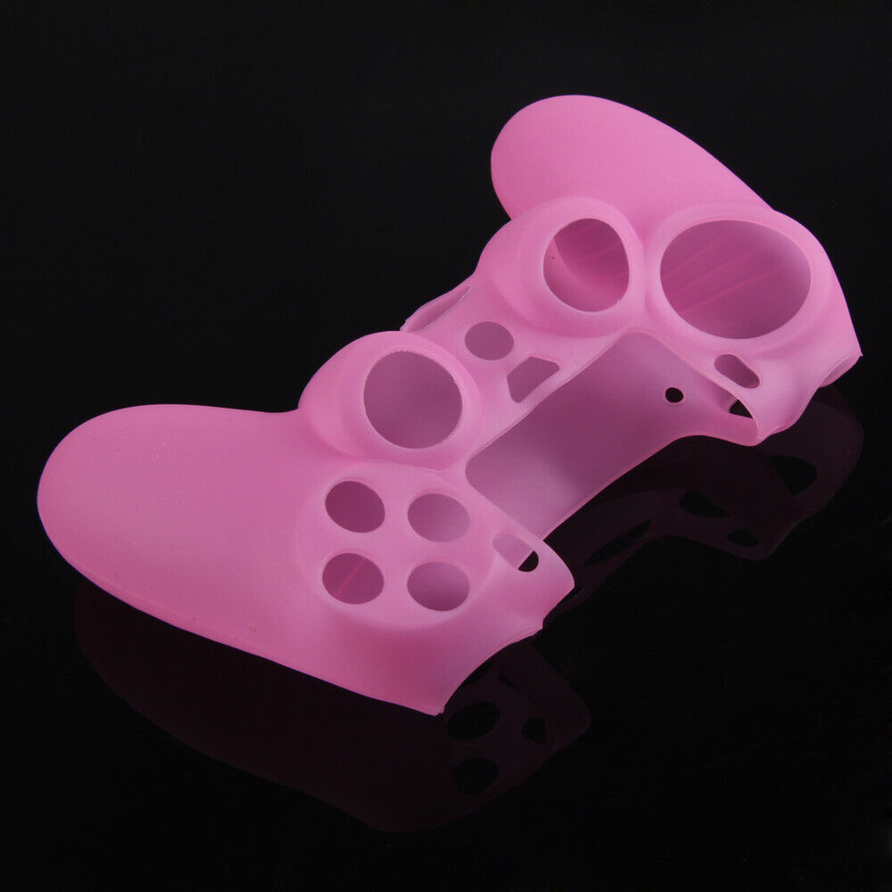 Silicone Rubber Soft Case Skin Cover for PS4 Controller Grip Handle Pink