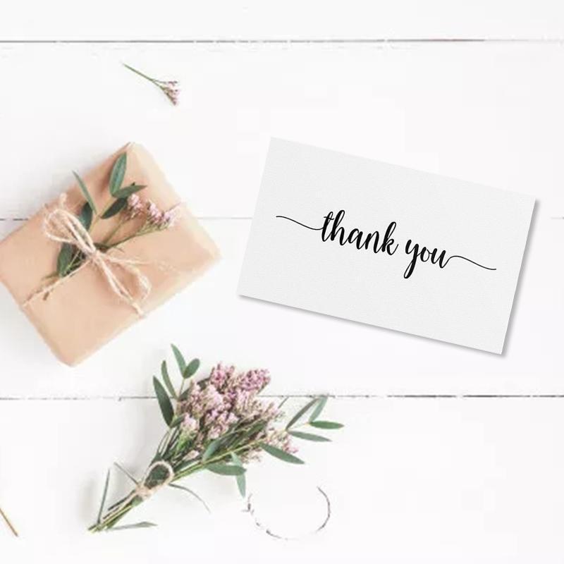 White Thank You Cards 50Pcs Message Greeting Black Letters Note Card