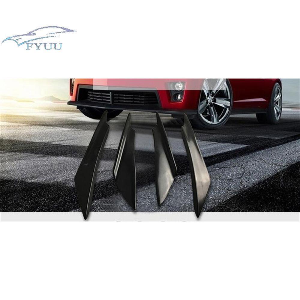 4 Pcs Black ABS Car Bumper Lip Splitter Fin Spoiler Canards Body Kit Accessories