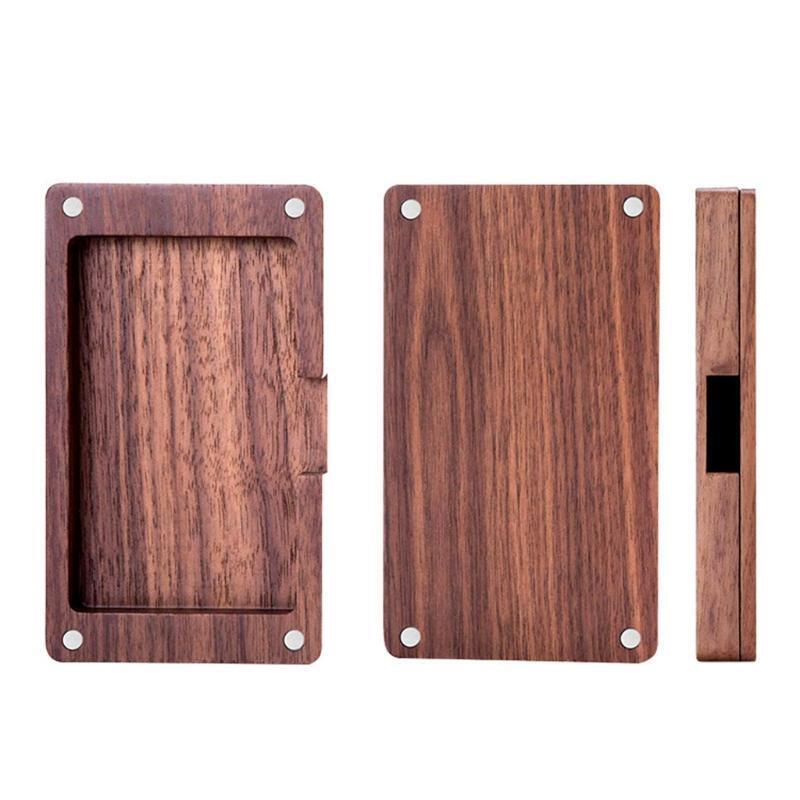 Stylish Wood Black Walnut Shell Business Card Holder Card Wallet Case Organizer