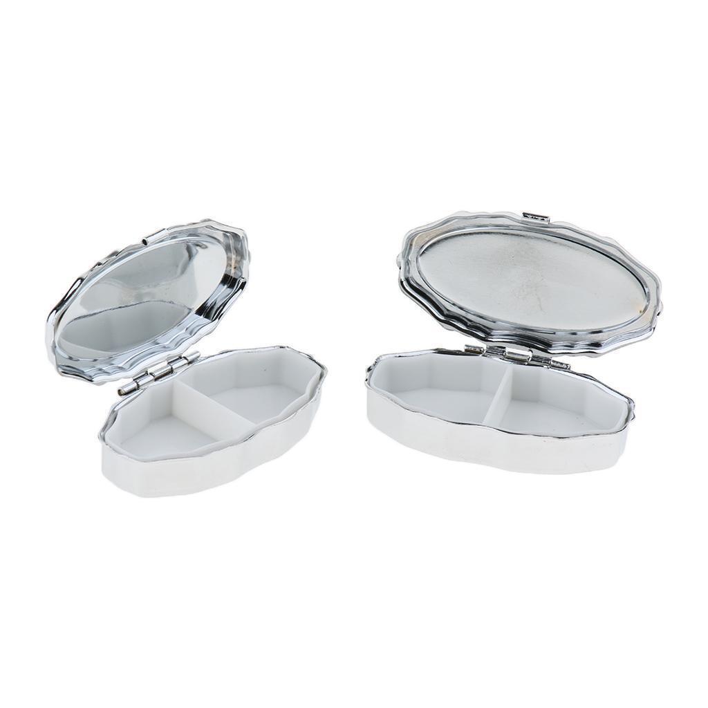 2 PCS Mini Travel Metal Pill Box Medicine Organizer Container Storage Box 02