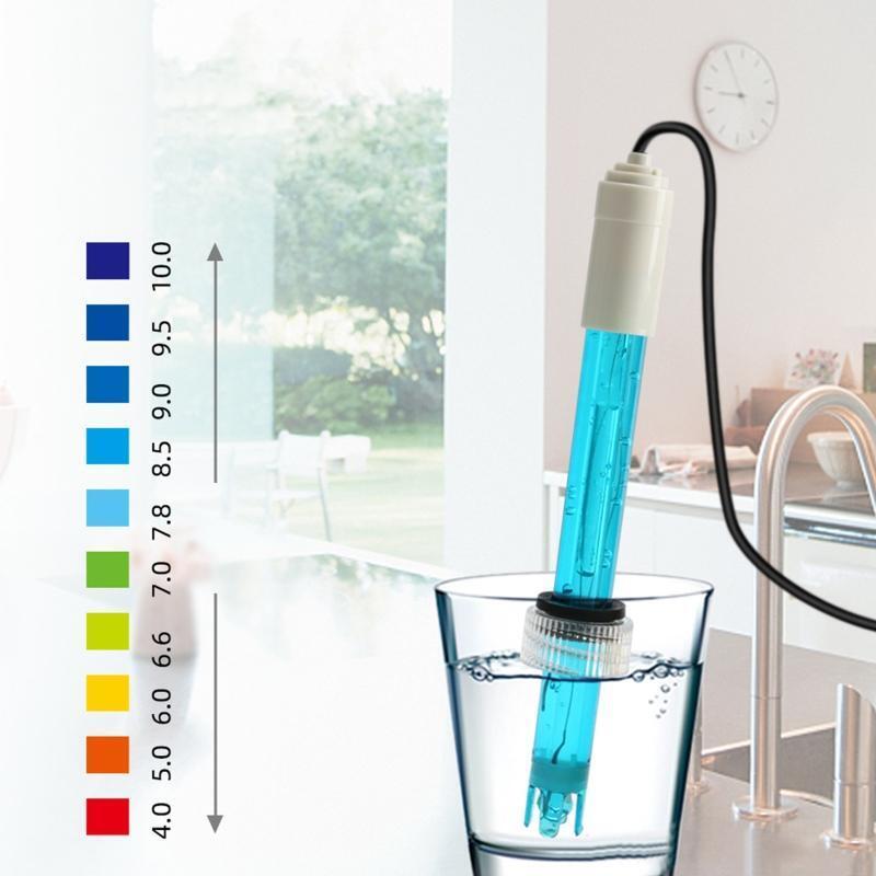 Long Body pH Electrode with BNC Socket Probe 100cm Cable 0-14pH for PH Meter