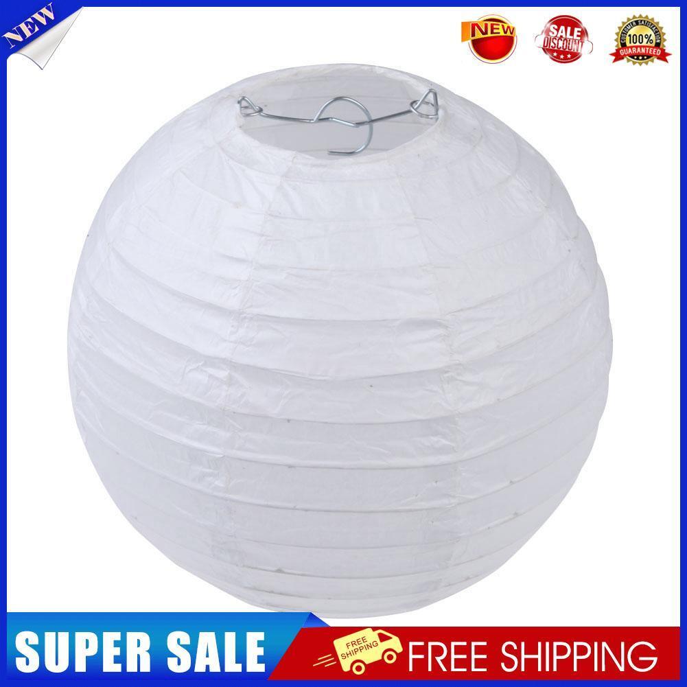10Pcs  Round Chinese Paper Lantern DIY Paper Ball Lamp Party Decor(White)