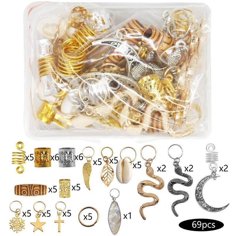 Metal Hair Cuffs Dreadlocks Beads Pendant Hair Tube Bead Hair Coils Ring Decor