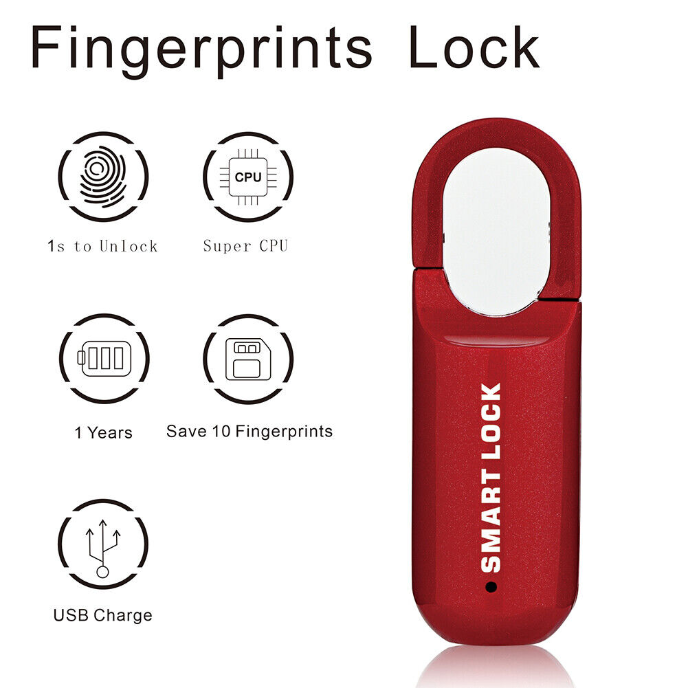 M01 Fingerprint Padlock USB Smart Keyless Travel Case Drawer Lock (Red)