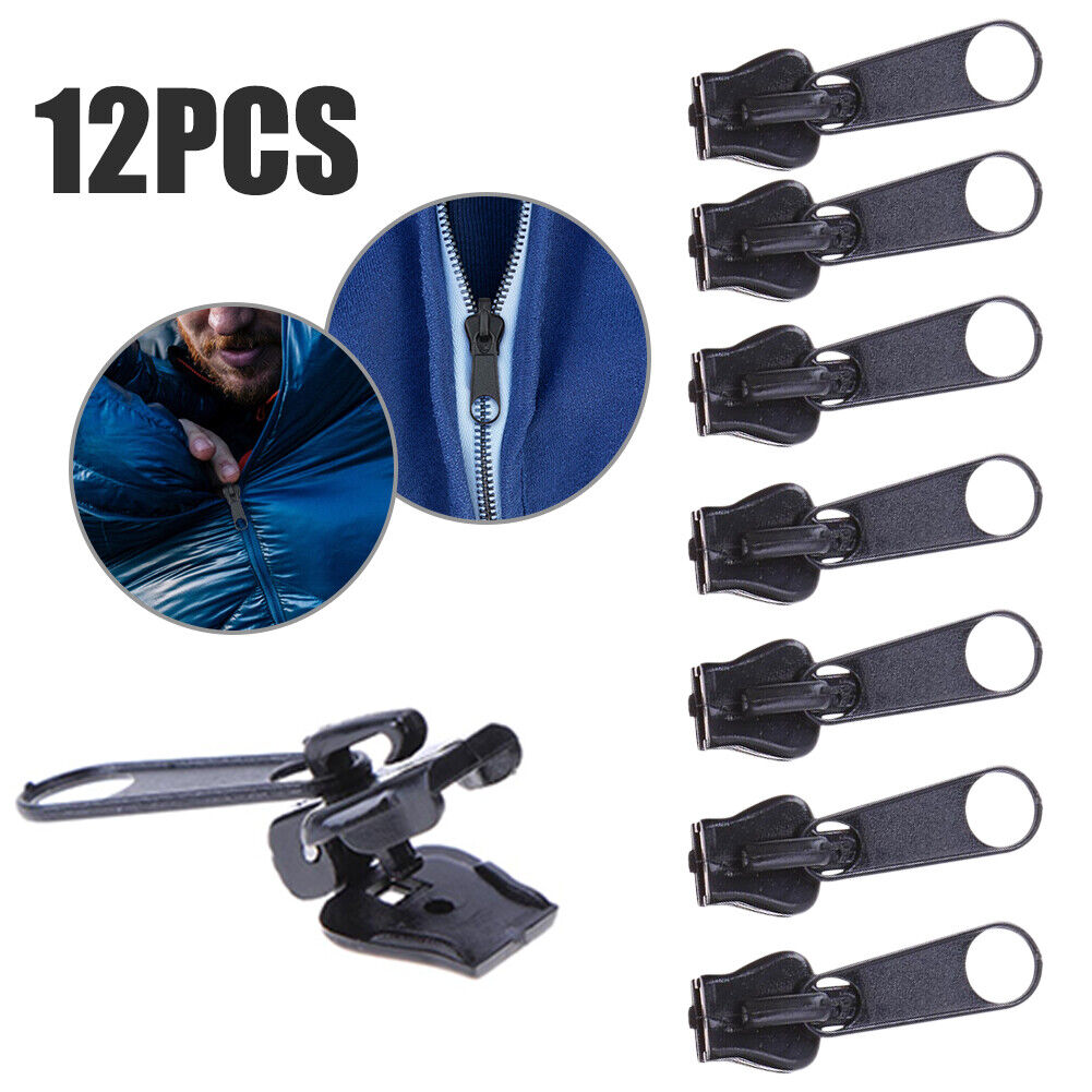 12pcs Zipper Slider for Tent Clothes Sleeping Bag Zip Replacement (Black)