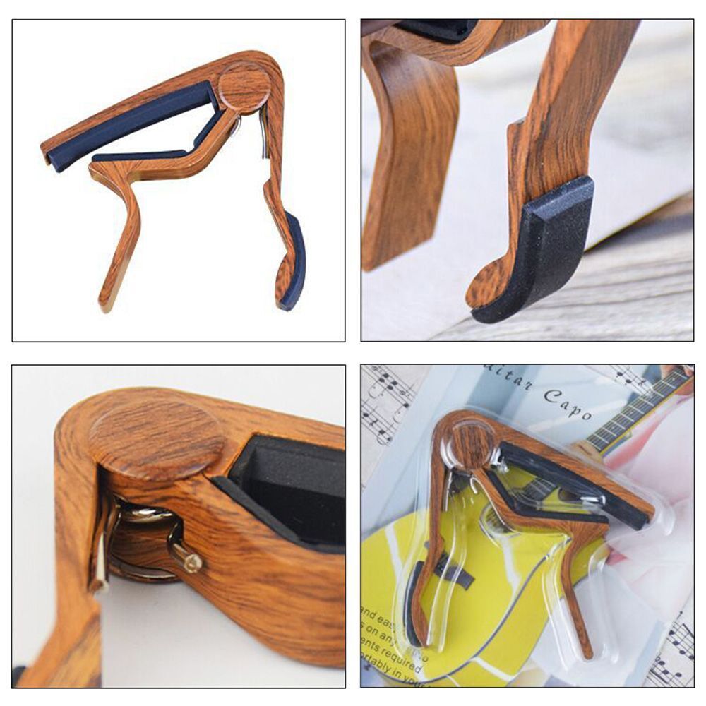 Metal Ukulele Quick Change Guitar Capo Wood Grain Clamp Tone Changing Clip